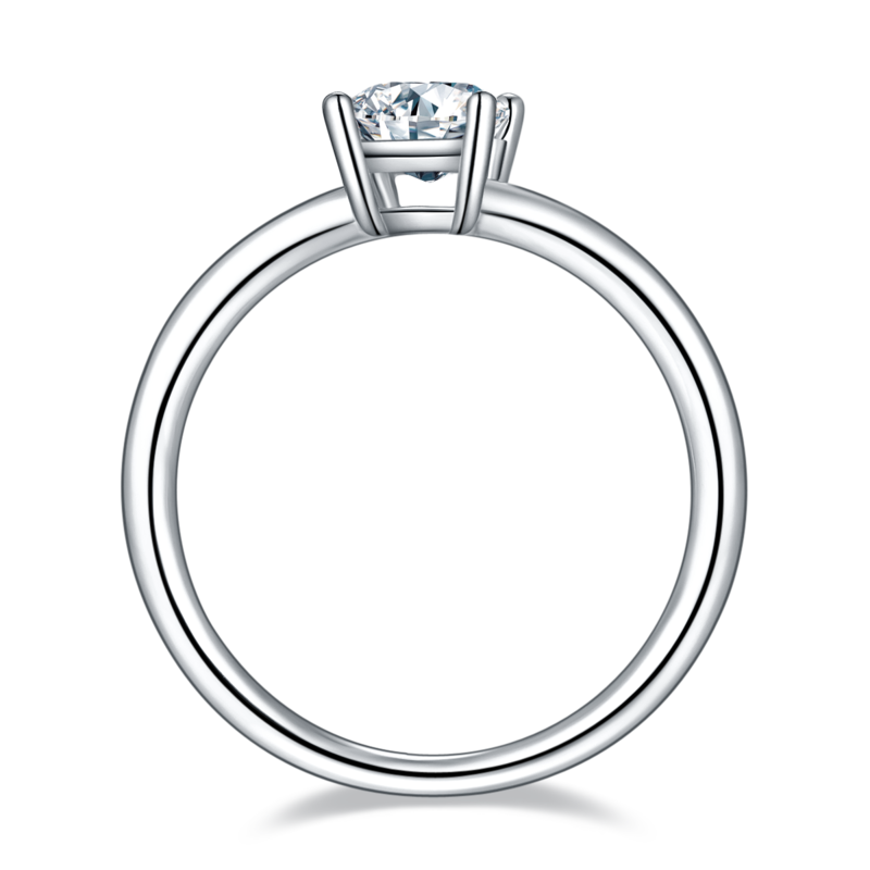 Classic长方形S925银镀白金MoissaniteWomen's Ring1.0ctD级